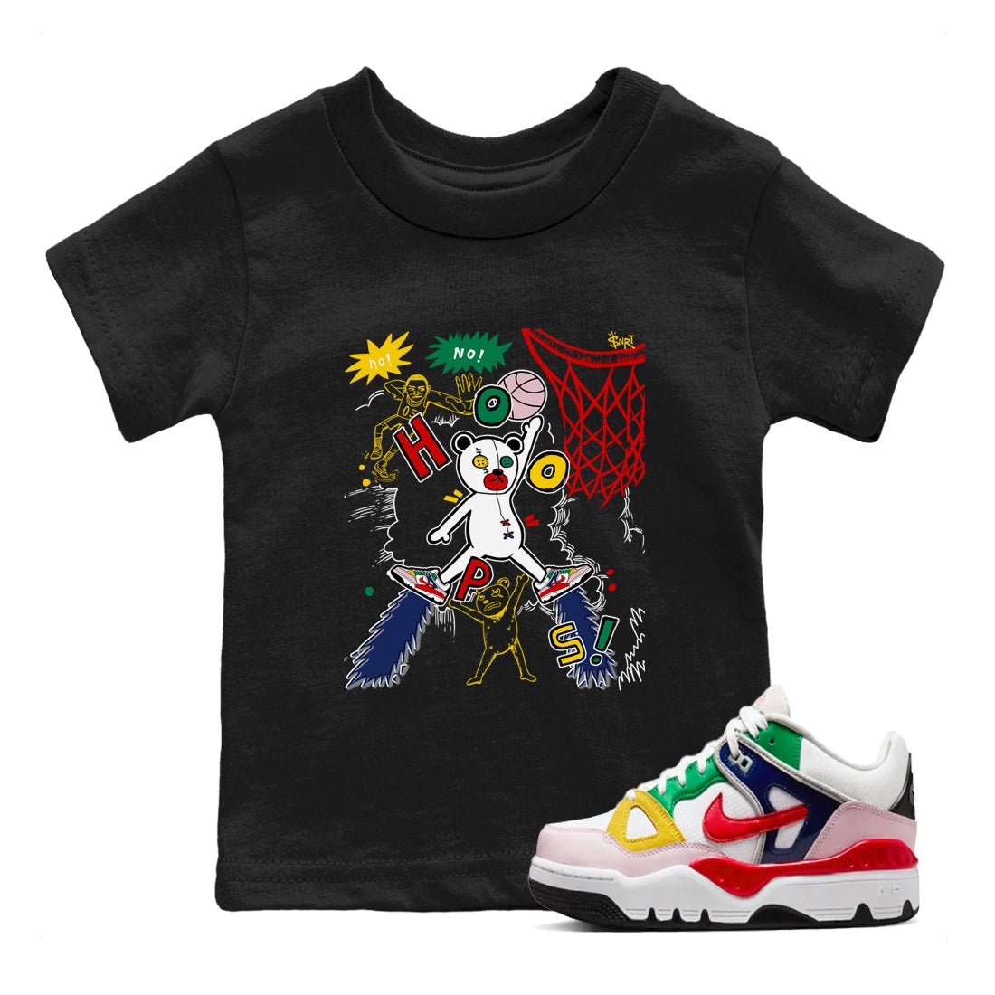 AF 3 Nigo shirtsto match jordans Stop The Bear sneaker match tees Air Force 3 Low x Nigo Blue Void and Tour Yellow match shoes to clothes SNRT Sneaker Tees Youth Baby Black 1 tee