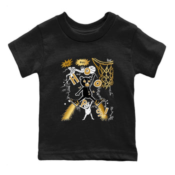 1s Black Metallic Gold shirts to match jordans Stop The Bear sneaker match tees Jordan 1 High OG Black and Gold SNRT Sneaker Release Tees Youth Baby Black 2 crew neck shirts