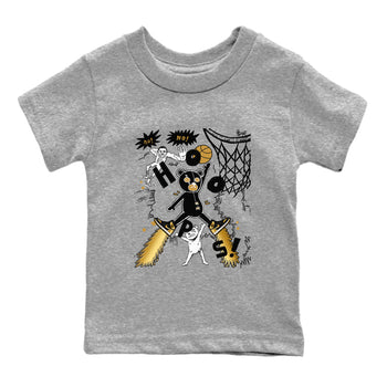 1s Black Metallic Gold shirts to match jordans Stop The Bear sneaker match tees Jordan 1 High OG Black and Gold SNRT Sneaker Release Tees Youth Baby Heather Grey 2 crew neck shirts