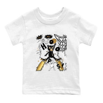 1s Black Metallic Gold shirts to match jordans Stop The Bear sneaker match tees Jordan 1 High OG Black and Gold SNRT Sneaker Release Tees Youth Baby White 2 crew neck shirts