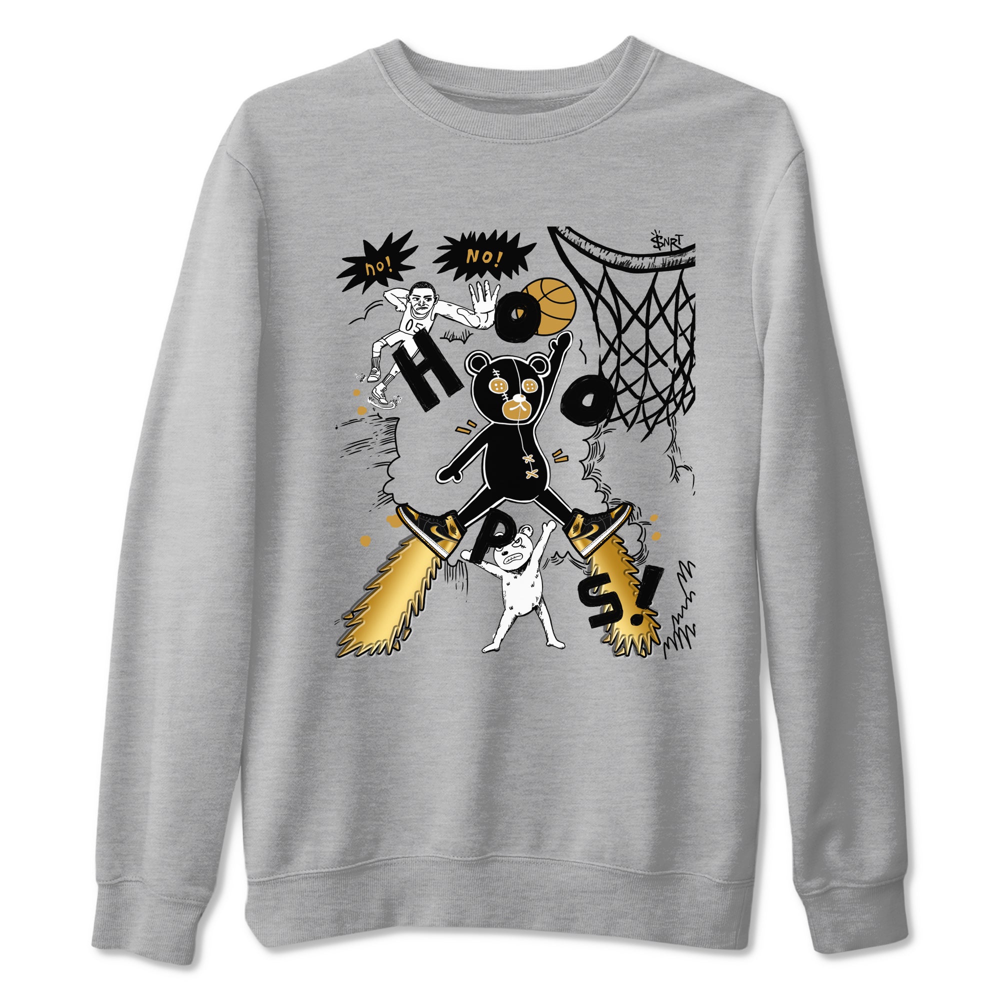 1s Black Metallic Gold shirts to match jordans Stop The Bear sneaker match tees Jordan 1 High OG Black and Gold SNRT Sneaker Release Tees unisex cotton Heather Grey 2 crew neck shirts