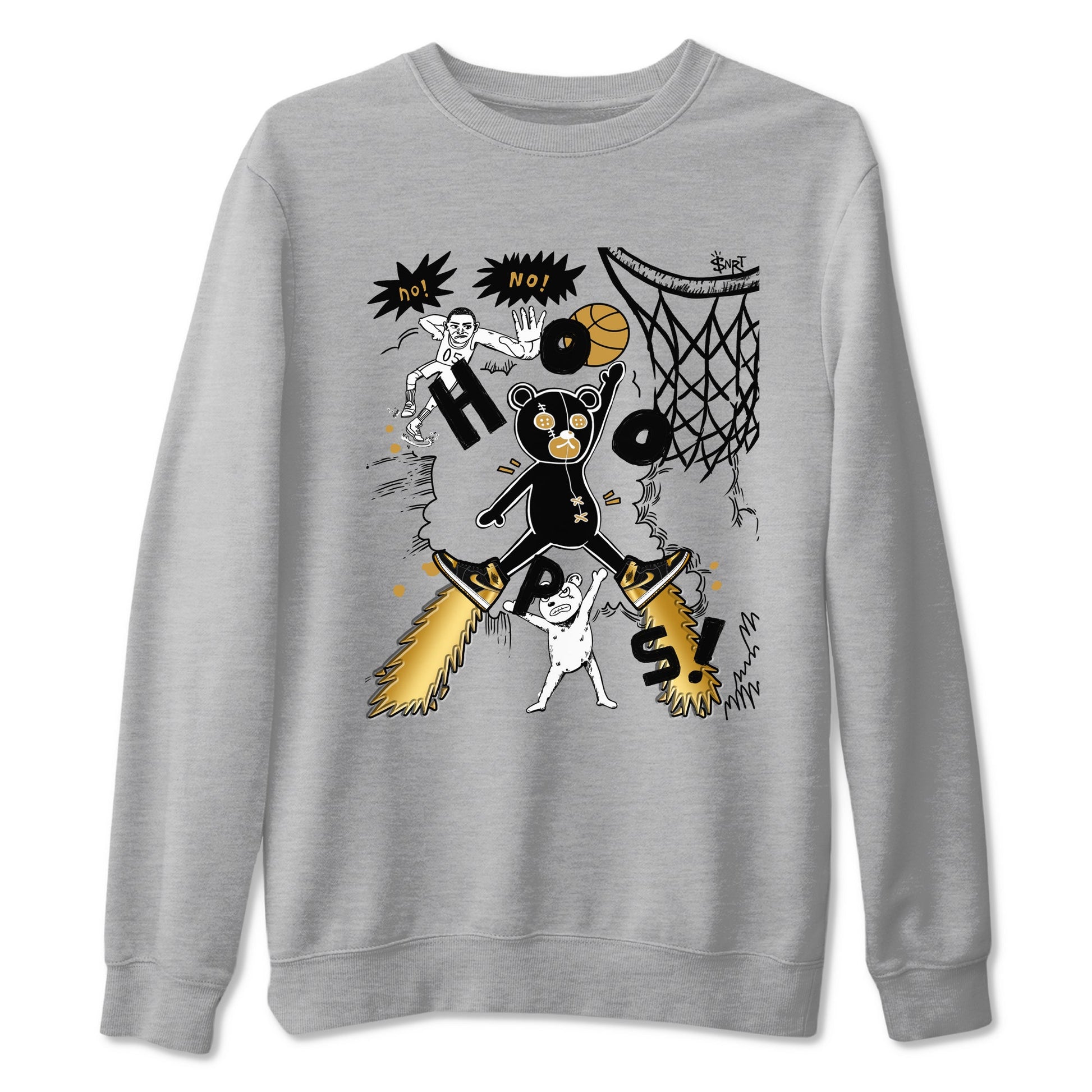 1s Black Metallic Gold shirts to match jordans Stop The Bear sneaker match tees Jordan 1 High OG Black and Gold SNRT Sneaker Release Tees unisex cotton Heather Grey 2 crew neck shirts