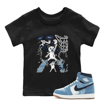 1s Denim shirts to match jordans Stop The Bear sneaker match tees Air Jordan 1 Denim SNRT Sneaker Tees streetwear brand Baby and Youth Black 1 cotton tee