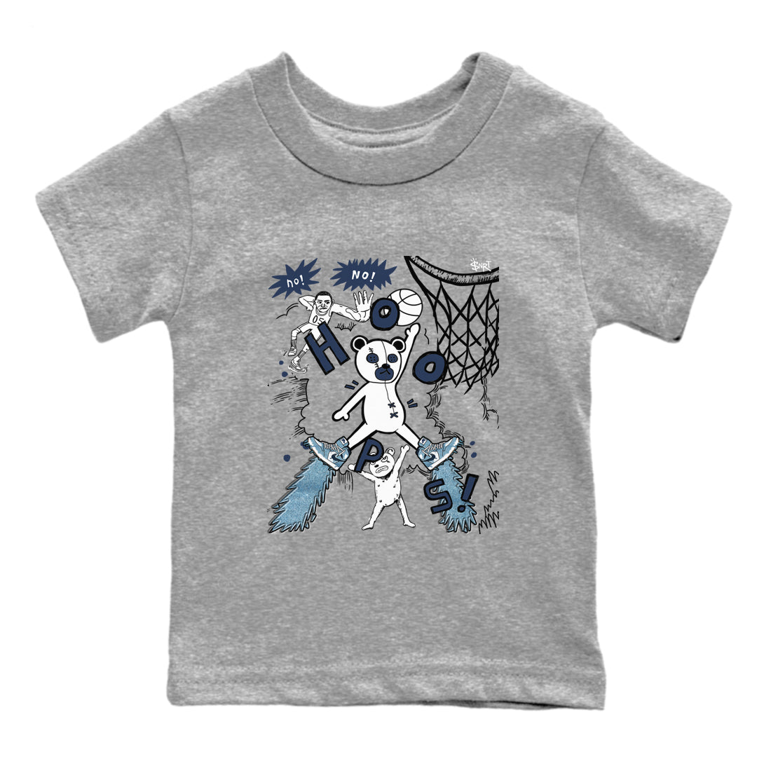 1s Denim shirts to match jordans Stop The Bear sneaker match tees Air Jordan 1 Denim SNRT Sneaker Tees streetwear brand Baby and Youth Heather Grey 2 cotton tee