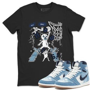 1s Denim shirts to match jordans Stop The Bear sneaker match tees Air Jordan 1 Denim SNRT Sneaker Tees streetwear brand Black 1 unisex cotton tee