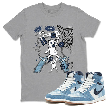 1s Denim shirts to match jordans Stop The Bear sneaker match tees Air Jordan 1 Denim SNRT Sneaker Tees streetwear brand Heather Grey 1 unisex cotton tee