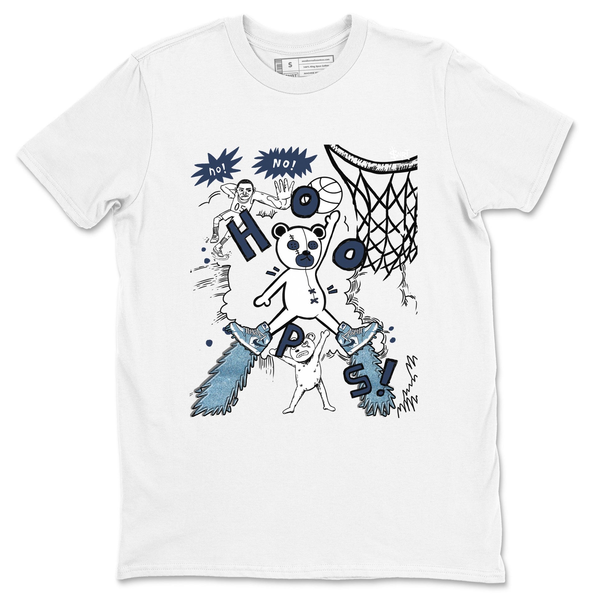 1s Denim shirts to match jordans Stop The Bear sneaker match tees Air Jordan 1 Denim SNRT Sneaker Tees streetwear brand White 2 unisex cotton tee