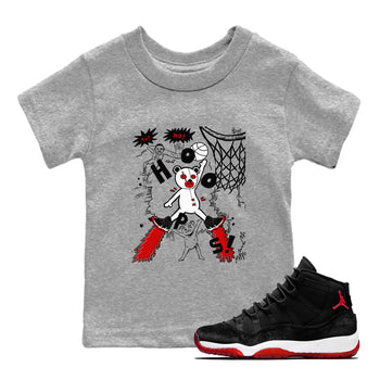 11s Bred Velvet shirts to match jordans Stop The Bear sneaker match tees Air Jordan 11 Retro Bred Velvet match shoes to clothes SNRT Sneaker Tees Youth Baby Heather Grey 1 tee