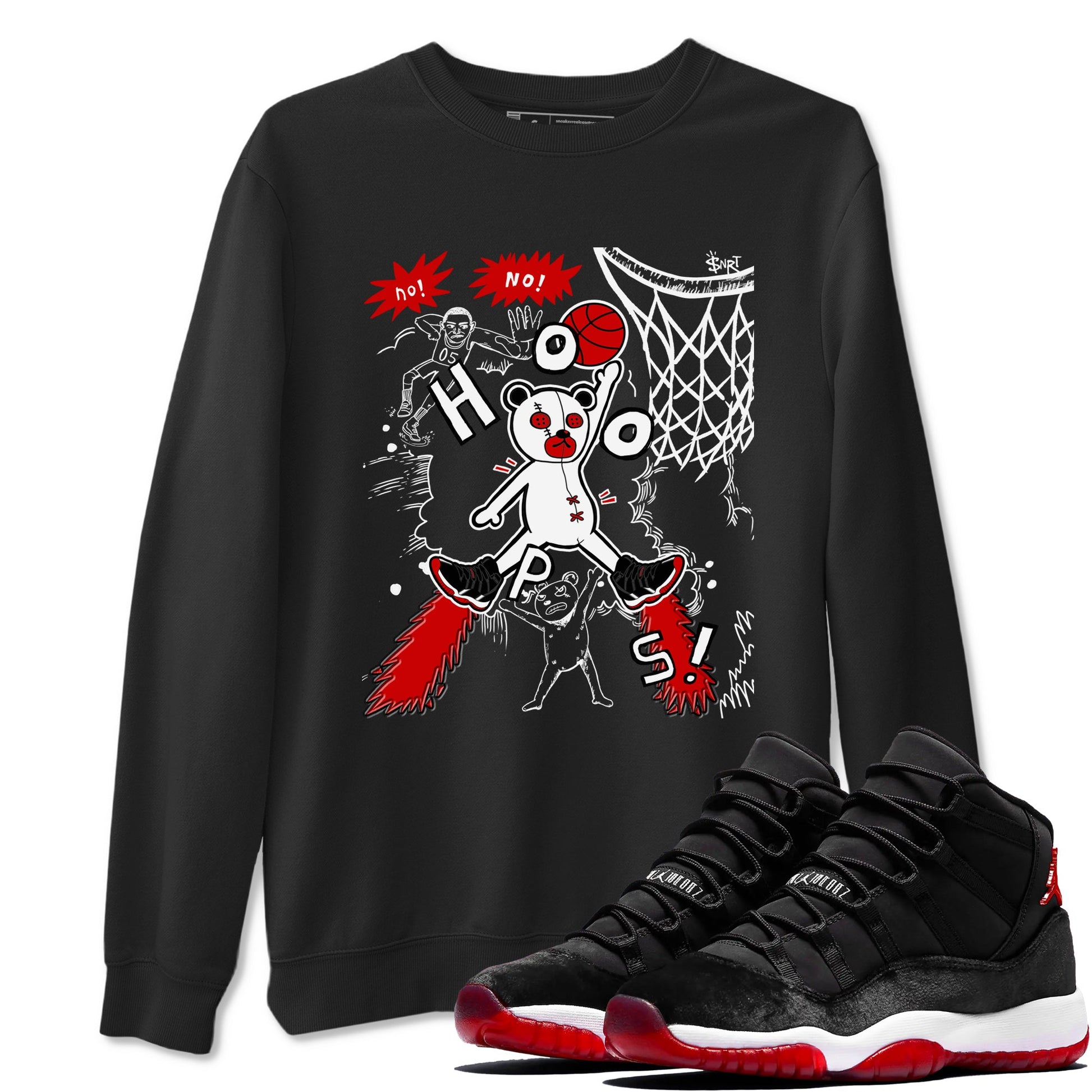 11s Bred Velvet shirts to match jordans Stop The Bear sneaker match tees Air Jordan 11 Retro Bred Velvet match shoes to clothes SNRT Sneaker Tees unisex cotton Black 1 shirts