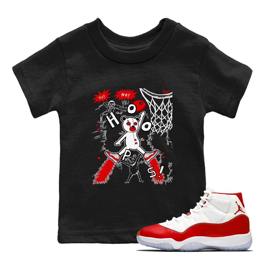 11s Cherry shirts to match jordans Stop The Bear sneaker match tees Air Jordan 11 Retro Cherry match shoes to clothes SNRT Sneaker Tees Youth Baby Black 1 tee