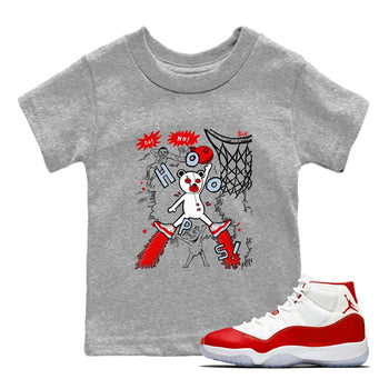 11s Cherry shirts to match jordans Stop The Bear sneaker match tees Air Jordan 11 Retro Cherry match shoes to clothes SNRT Sneaker Tees Youth Baby Heather Grey 1 tee
