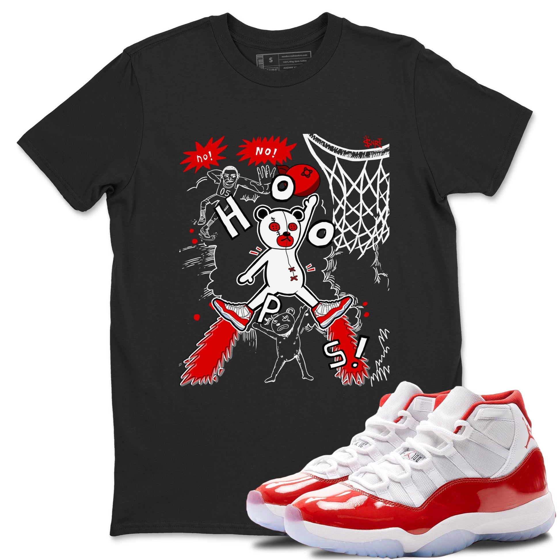 11s Cherry shirts to match jordans Stop The Bear sneaker match tees Air Jordan 11 Retro Cherry match shoes to clothes SNRT Sneaker Tees unisex cotton Black 1 shirts