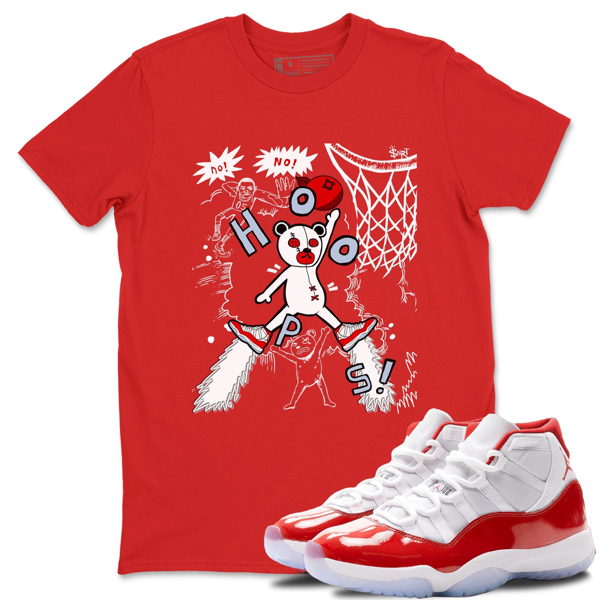 11s Cherry shirts to match jordans Stop The Bear sneaker match tees Air Jordan 11 Retro Cherry match shoes to clothes SNRT Sneaker Tees unisex cotton Red 1 shirts