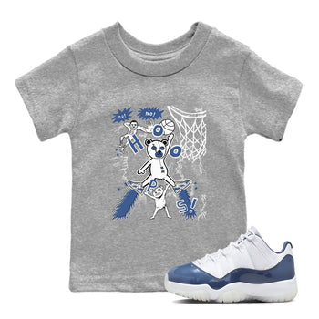11s Diffused Blue shirts to match jordans Stop The Bear sneaker match tees Air Jordan 11 Diffused Blue SNRT Sneaker Release Tees Youth Baby Heather Grey 1 crew neck shirts