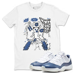 11s Diffused Blue shirts to match jordans Stop The Bear sneaker match tees Air Jordan 11 Diffused Blue SNRT Sneaker Release Tees unisex cotton White 1 crew neck shirts