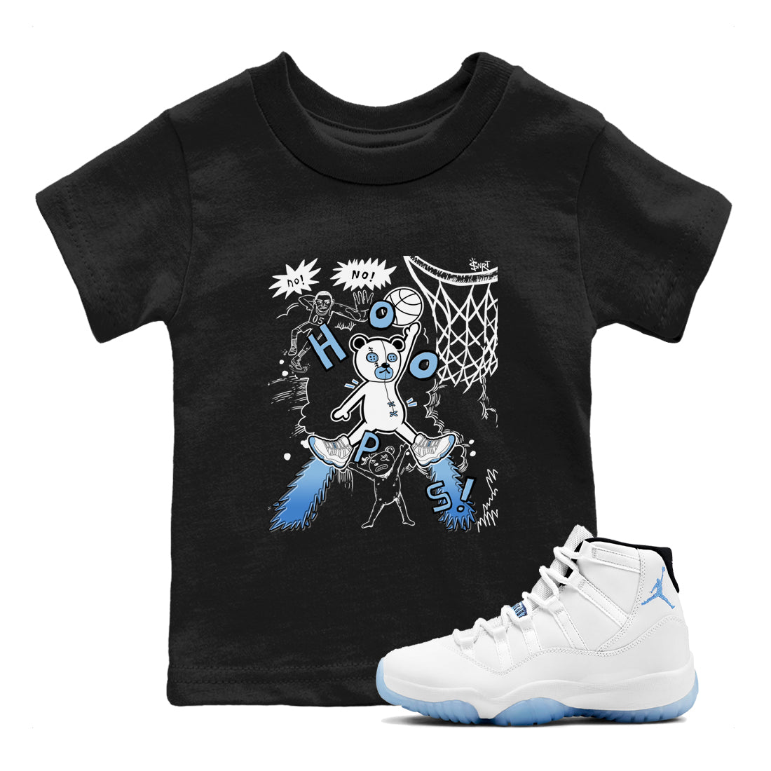 11s Legend Blue shirts to match jordans Stop The Bear best t shirts to wear with jordans AJ11 Retro Legend Blue match shoes to clothes SNRT Sneaker Tees Youth Baby Black 1 tee