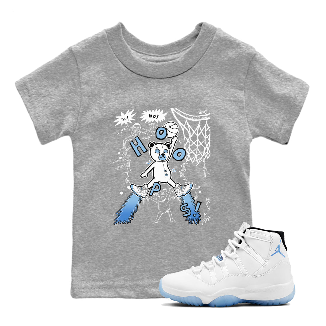 11s Legend Blue shirts to match jordans Stop The Bear best t shirts to wear with jordans AJ11 Retro Legend Blue match shoes to clothes SNRT Sneaker Tees Youth Baby Heather Grey 1 tee