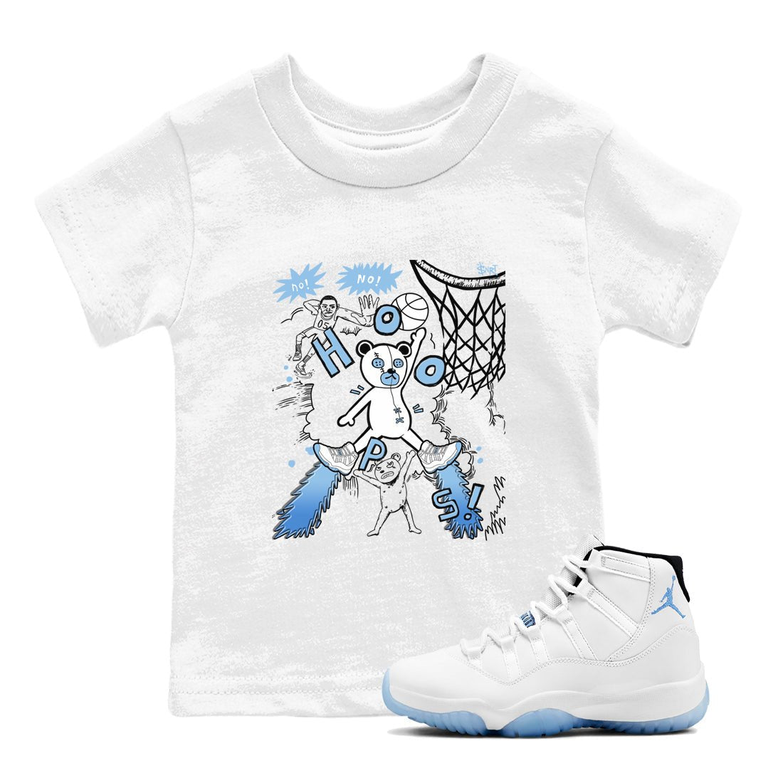 11s Legend Blue shirts to match jordans Stop The Bear best t shirts to wear with jordans AJ11 Retro Legend Blue match shoes to clothes SNRT Sneaker Tees Youth Baby White 1 tee