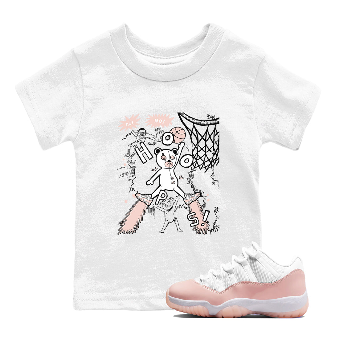11s Legend Pink shirt to match jordans Stop The Bear sneaker tees Air Jordan 11 Legend Pink SNRT sneaker release tees baby toddler White 1 cotton Shirt