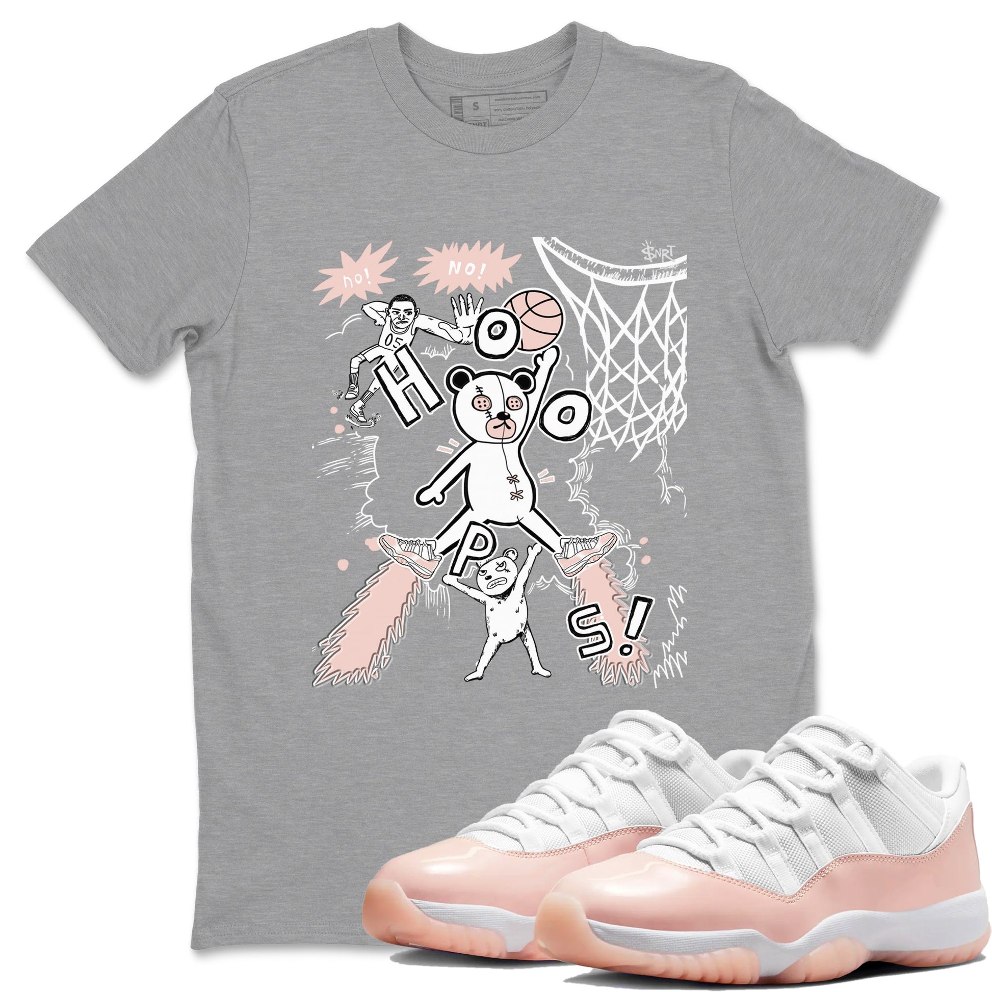 11s Legend Pink shirt to match jordans Stop The Bear sneaker tees Air Jordan 11 Legend Pink SNRT Sneaker Release Tees unisex cotton Heather Grey 1 crew neck shirt