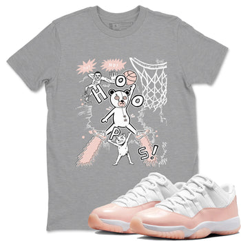 11s Legend Pink shirt to match jordans Stop The Bear sneaker tees Air Jordan 11 Legend Pink SNRT Sneaker Release Tees unisex cotton Heather Grey 1 crew neck shirt