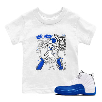 12s Blueberry shirts to match jordans Stop The Bear sneaker match tees Air Jordan 12 Blueberry SNRT Sneaker Release Tees Youth Baby White 1 crew neck shirts