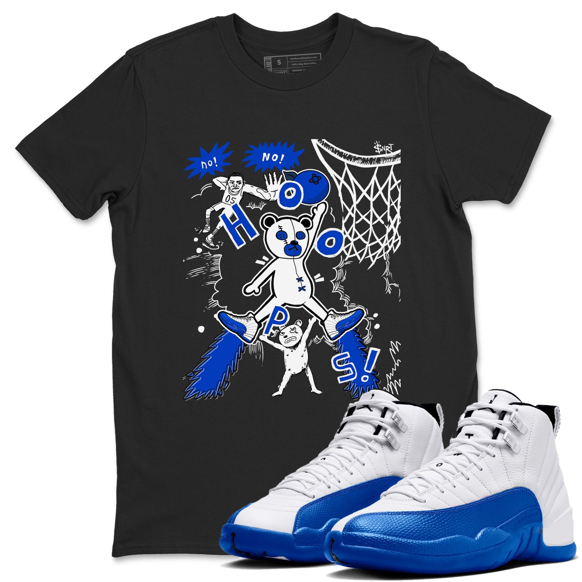 12s Blueberry shirts to match jordans Stop The Bear sneaker match tees Air Jordan 12 Blueberry SNRT Sneaker Release Tees unisex cotton Black 1 crew neck shirts