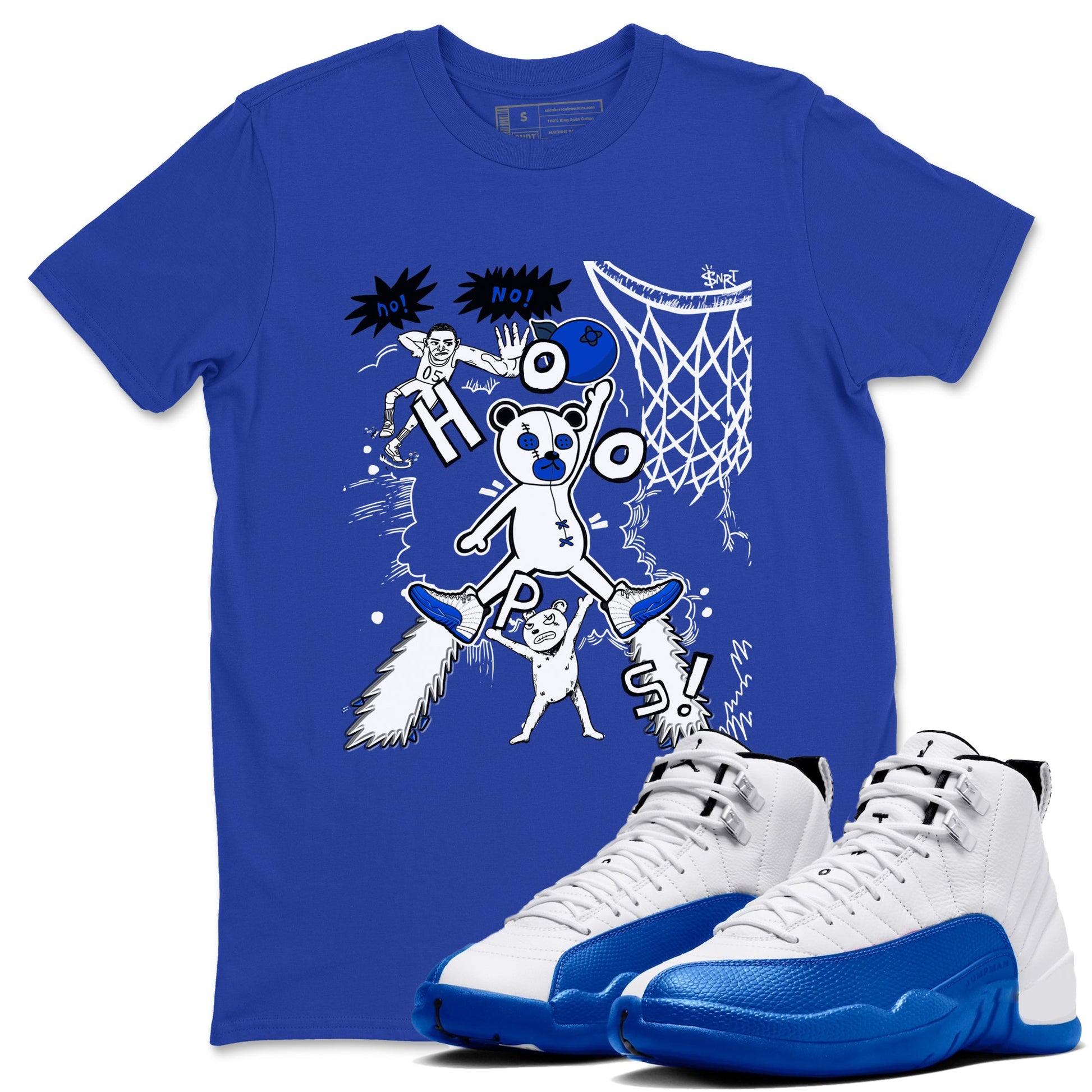12s Blueberry shirts to match jordans Stop The Bear sneaker match tees Air Jordan 12 Blueberry SNRT Sneaker Release Tees unisex cotton Royal Blue 1 crew neck shirts