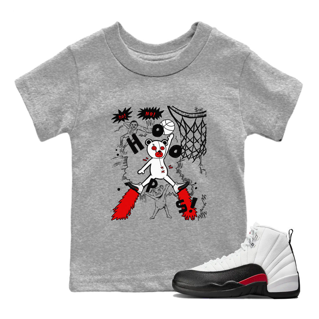 AJ12 Taxi Flip shirt to match jordans Stop The Bear sneaker tees AJ12 Taxi Flip SNRT sneaker release tees baby toddler Heather Grey 1 cotton Shirt