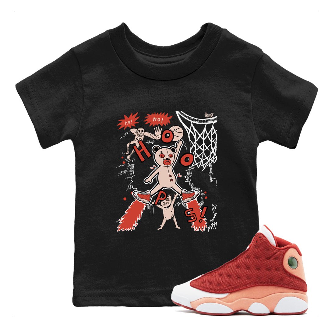 AJ13 Dune Red shirts to match jordans Stop The Bear sneaker match tees Air Jordan 13 Dune Red SNRT Sneaker Tees streetwear brand Baby and Youth Black 1 cotton tee