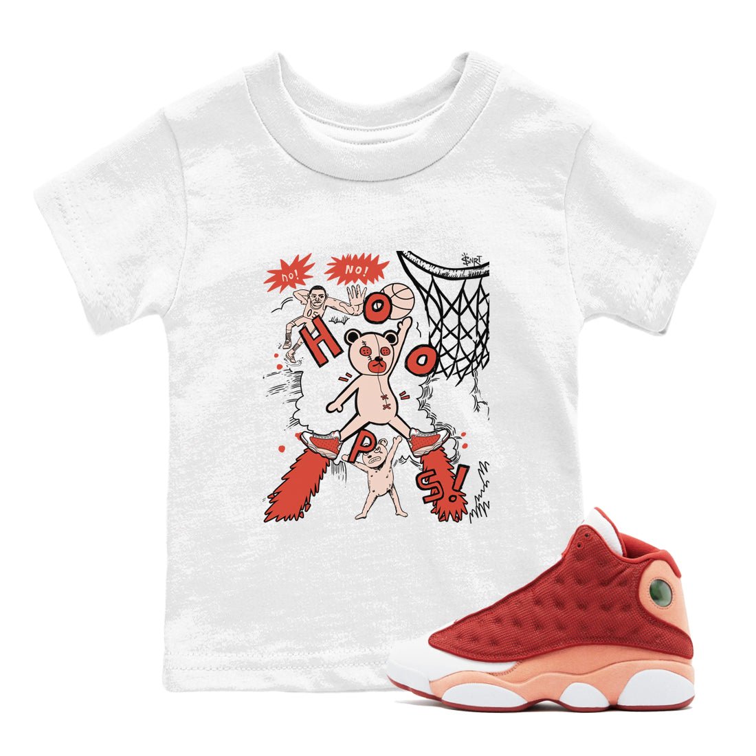 AJ13 Dune Red shirts to match jordans Stop The Bear sneaker match tees Air Jordan 13 Dune Red SNRT Sneaker Tees streetwear brand Baby and Youth White 1 cotton tee