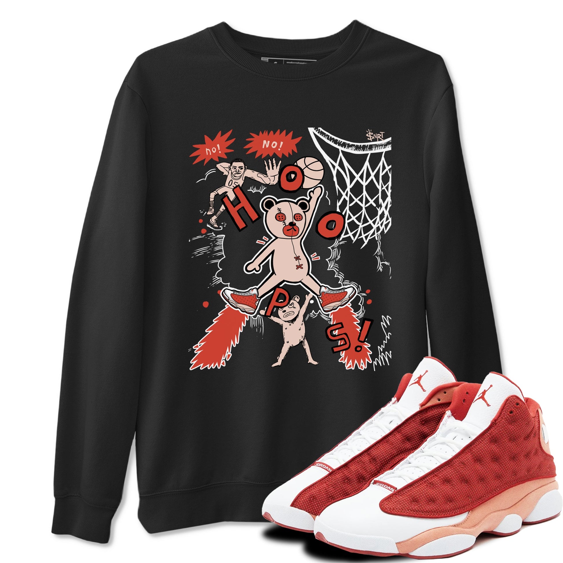 AJ13 Dune Red shirts to match jordans Stop The Bear sneaker match tees Air Jordan 13 Dune Red SNRT Sneaker Tees streetwear brand Black 1 unisex cotton tee