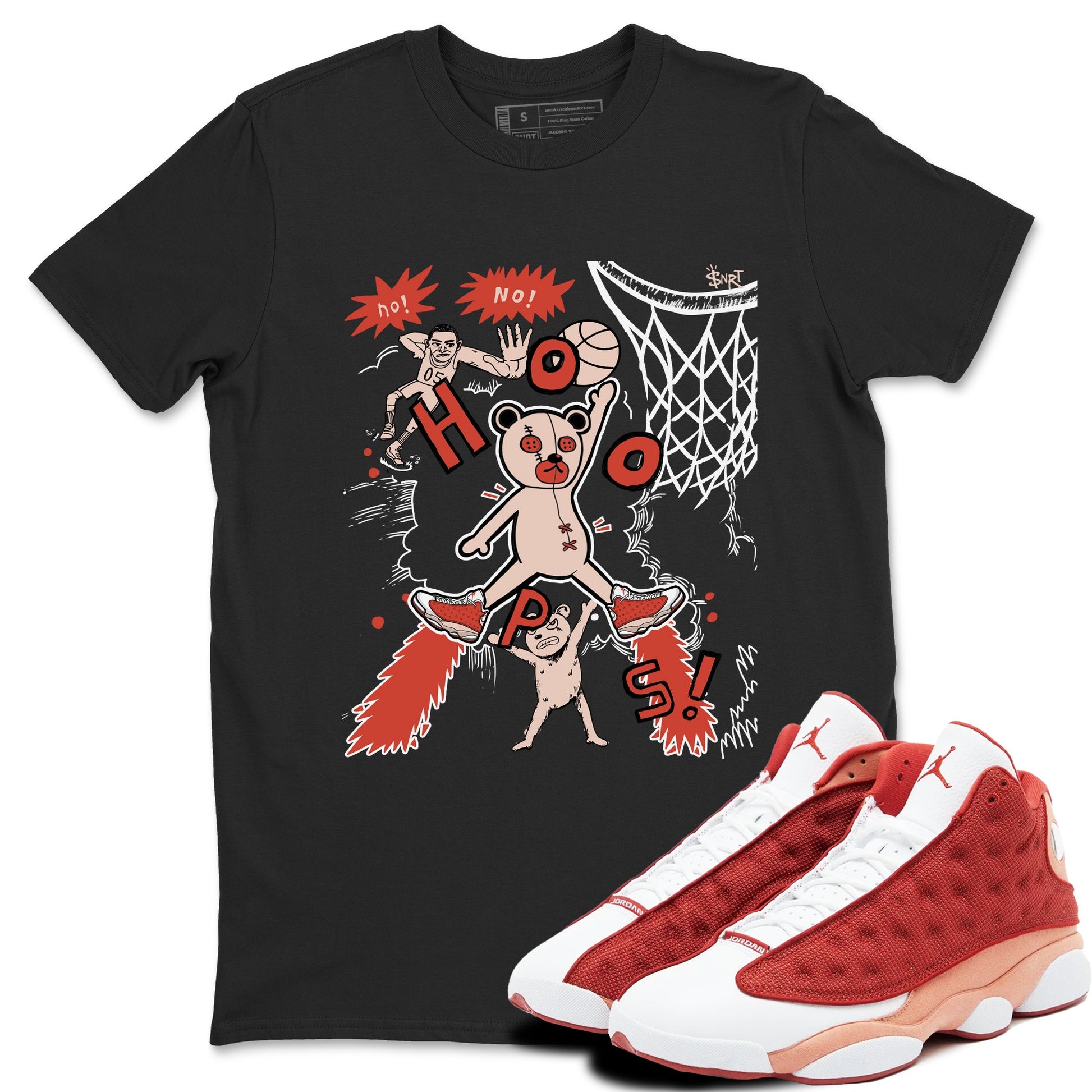 AJ13 Dune Red shirts to match jordans Stop The Bear sneaker match tees Air Jordan 13 Dune Red SNRT Sneaker Tees streetwear brand Black 1 unisex cotton tee