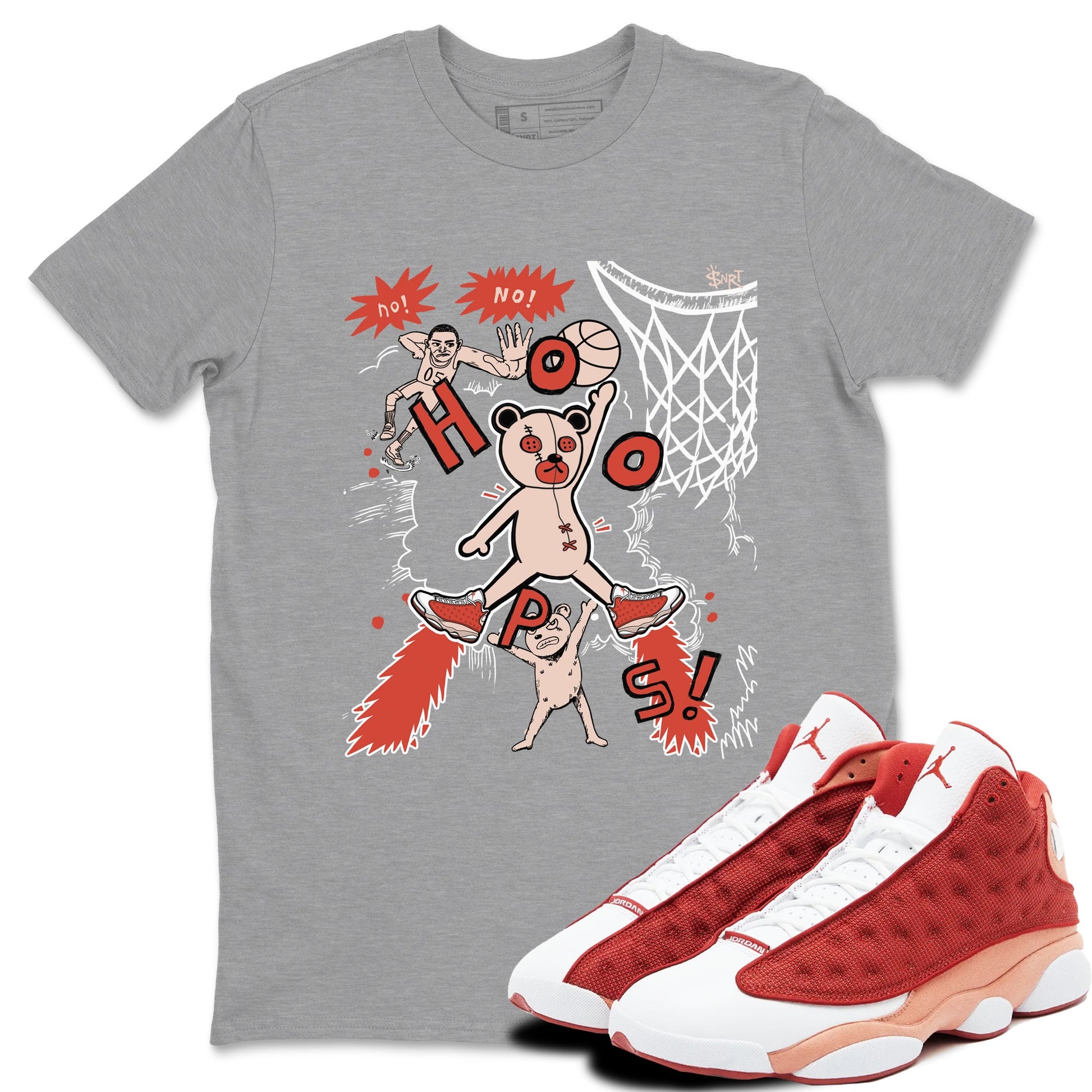 AJ13 Dune Red shirts to match jordans Stop The Bear sneaker match tees Air Jordan 13 Dune Red SNRT Sneaker Tees streetwear brand Heather Grey 1 unisex cotton tee