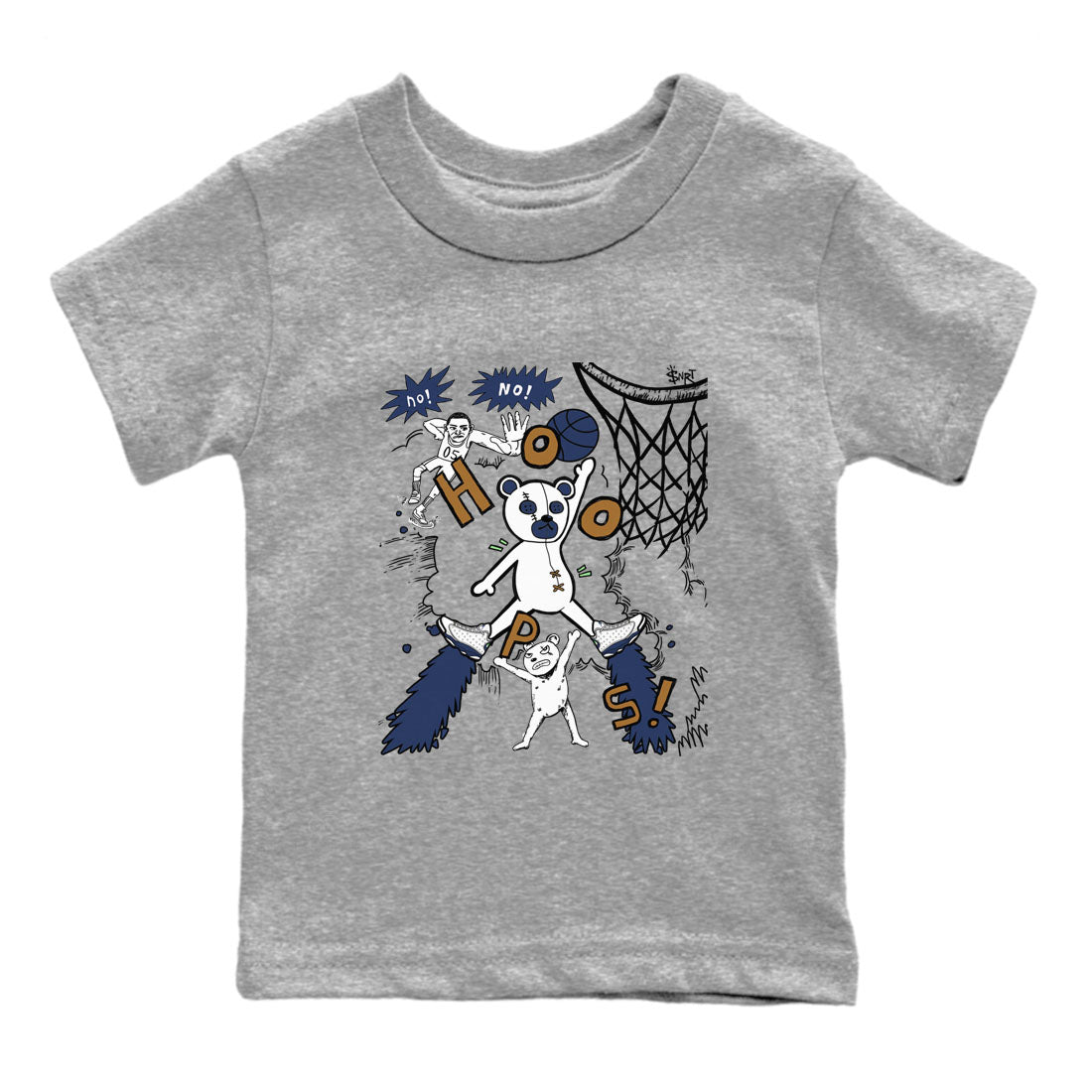 13s Midnight Navy shirts to match jordans Stop The Bear sneaker match tees Air Jordan 13 Midnight Navy SNRT Sneaker Release Tees Youth Baby Heather Grey 2 crew neck shirts