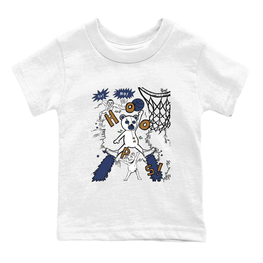 13s Midnight Navy shirts to match jordans Stop The Bear sneaker match tees Air Jordan 13 Midnight Navy SNRT Sneaker Release Tees Youth Baby White 2 crew neck shirts