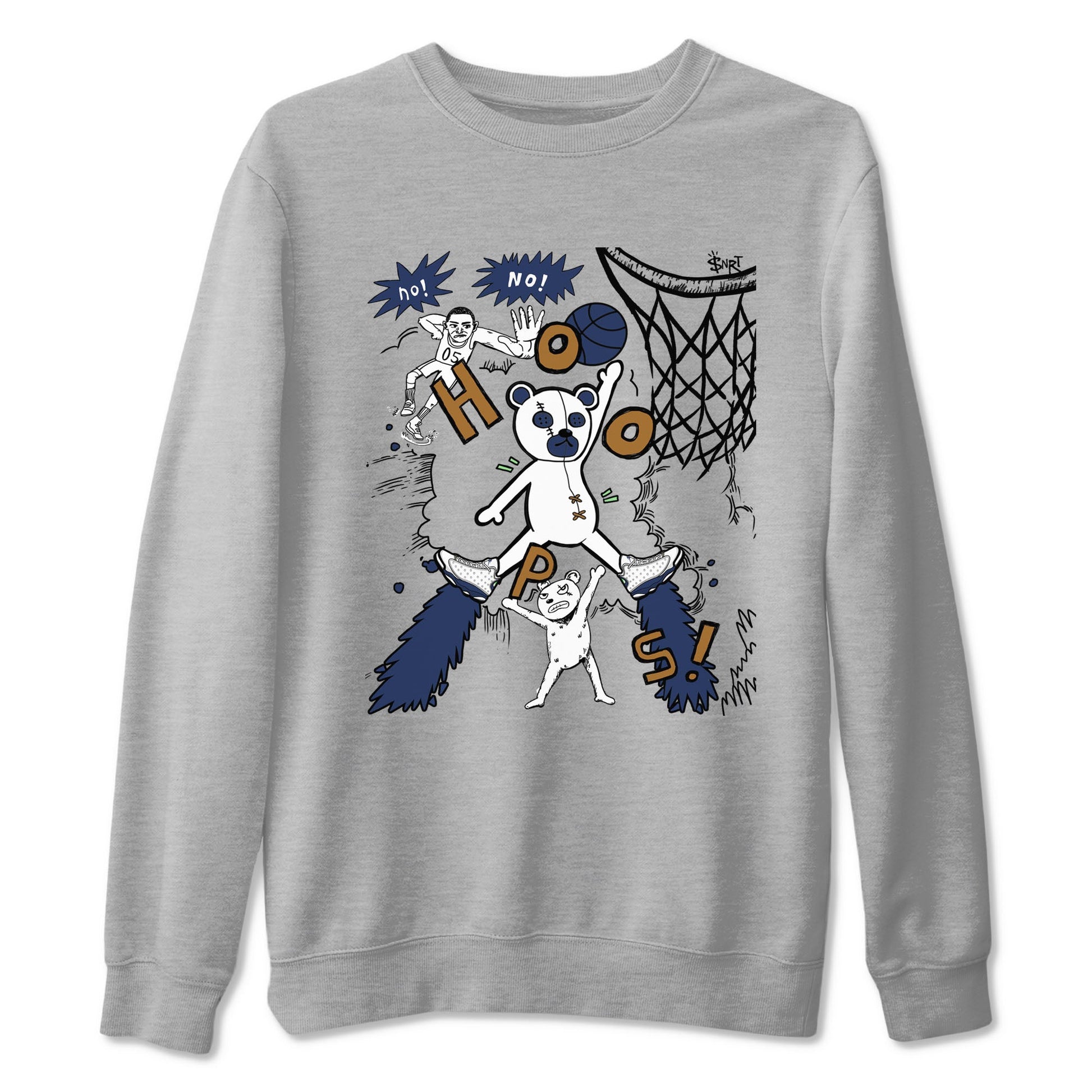 13s Midnight Navy shirts to match jordans Stop The Bear sneaker match tees Air Jordan 13 Midnight Navy SNRT Sneaker Release Tees unisex cotton Heather Grey 2 crew neck shirts