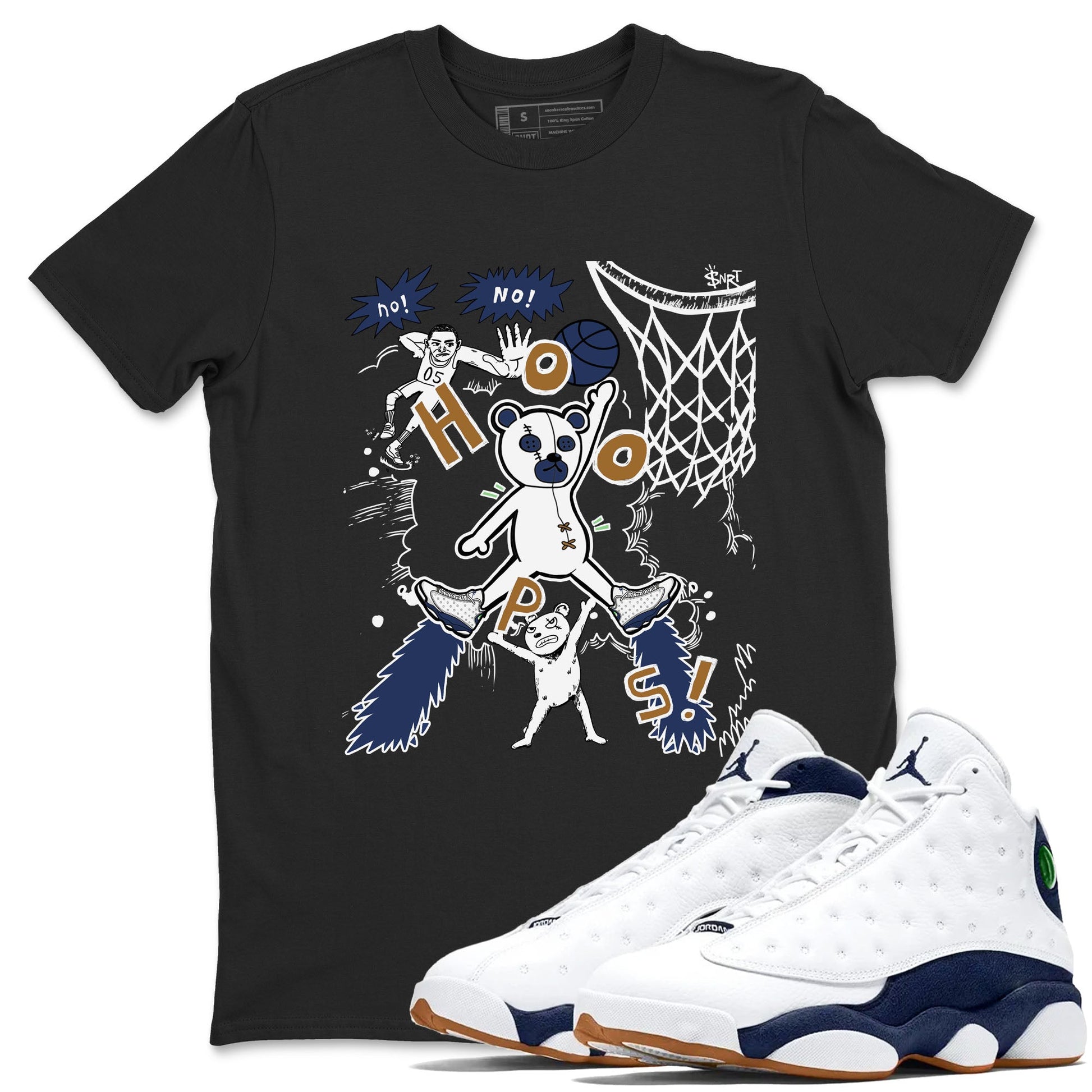 13s Midnight Navy shirts to match jordans Stop The Bear sneaker match tees Air Jordan 13 Midnight Navy SNRT Sneaker Release Tees unisex cotton Black 1 crew neck shirts