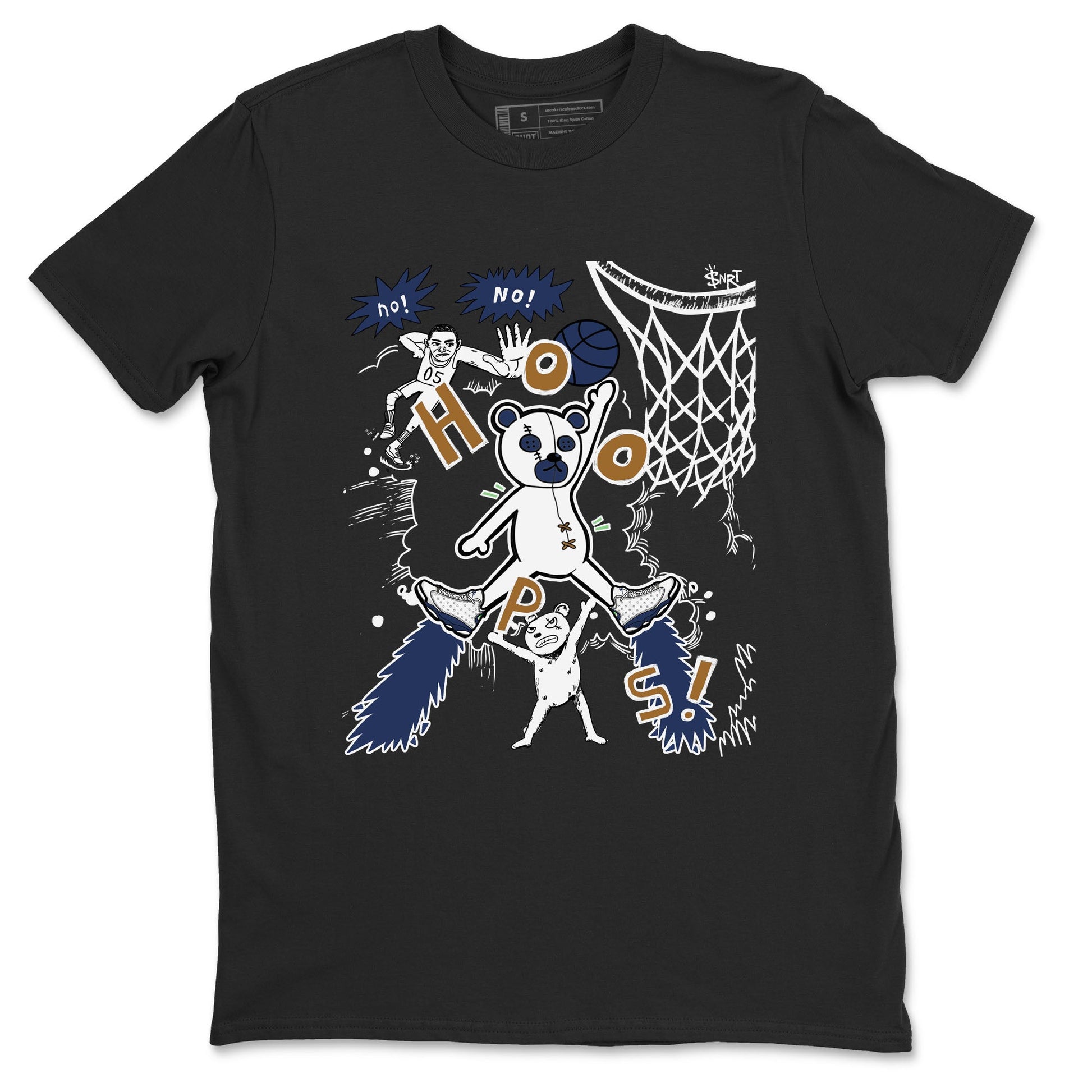 13s Midnight Navy shirts to match jordans Stop The Bear sneaker match tees Air Jordan 13 Midnight Navy SNRT Sneaker Release Tees unisex cotton Black 2 crew neck shirts