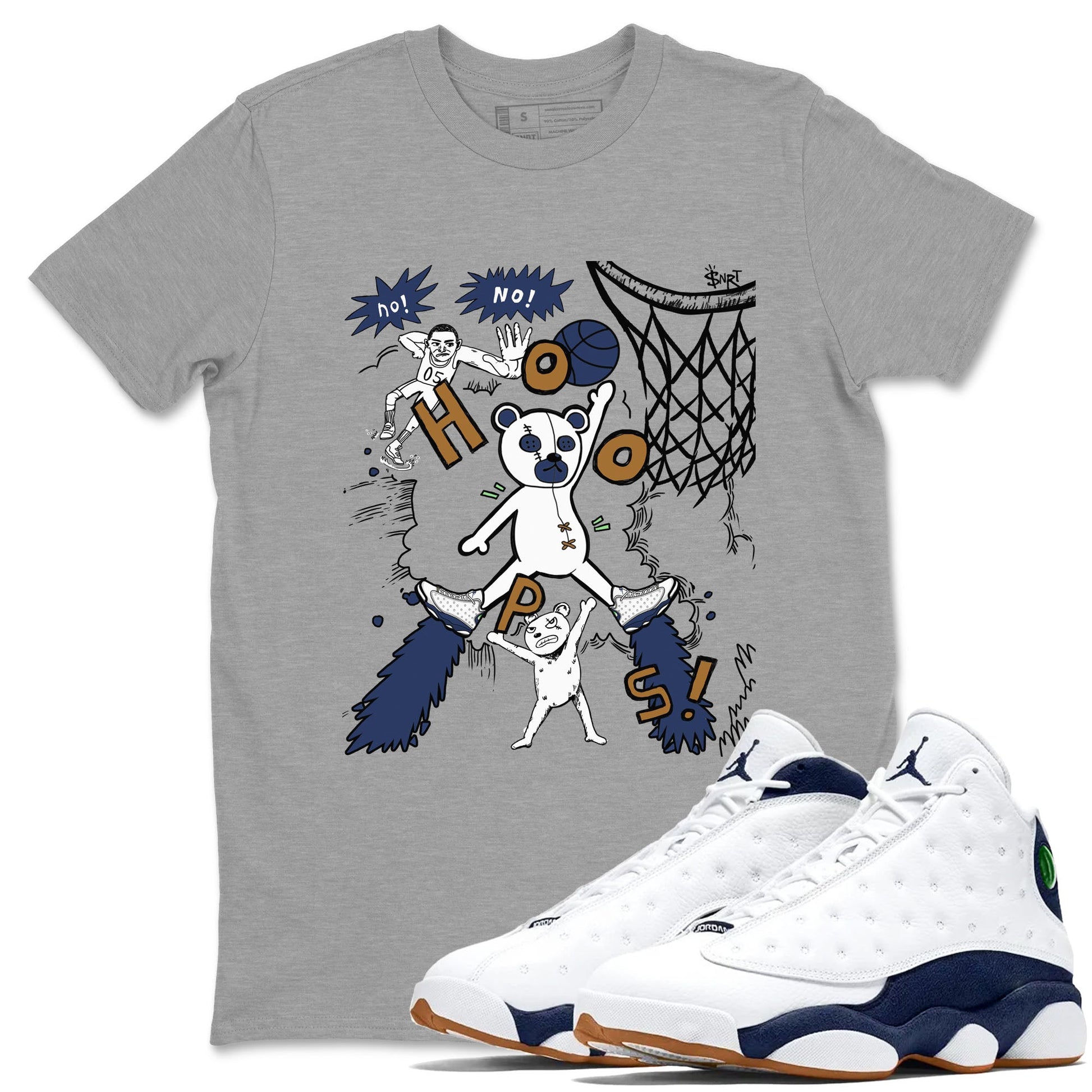 13s Midnight Navy shirts to match jordans Stop The Bear sneaker match tees Air Jordan 13 Midnight Navy SNRT Sneaker Release Tees unisex cotton Heather Grey 1 crew neck shirts