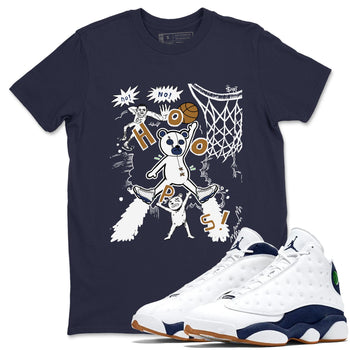 13s Midnight Navy shirts to match jordans Stop The Bear sneaker match tees Air Jordan 13 Midnight Navy SNRT Sneaker Release Tees unisex cotton Navy 1 crew neck shirts