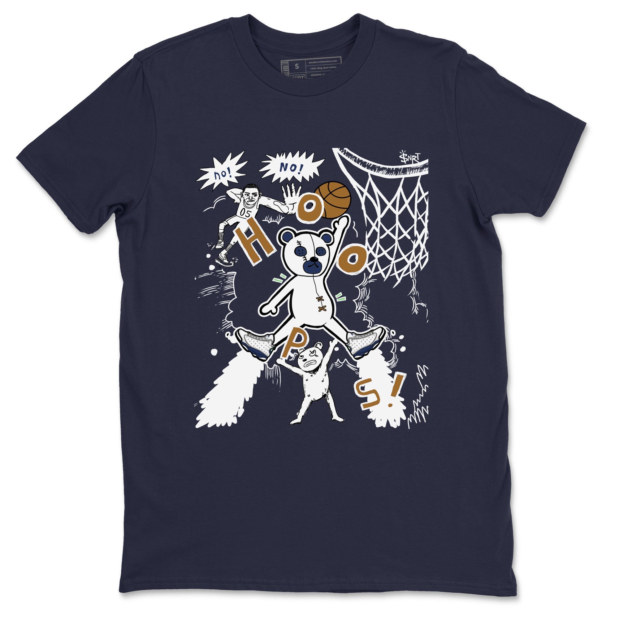 13s Midnight Navy shirts to match jordans Stop The Bear sneaker match tees Air Jordan 13 Midnight Navy SNRT Sneaker Release Tees unisex cotton Navy 2 crew neck shirts