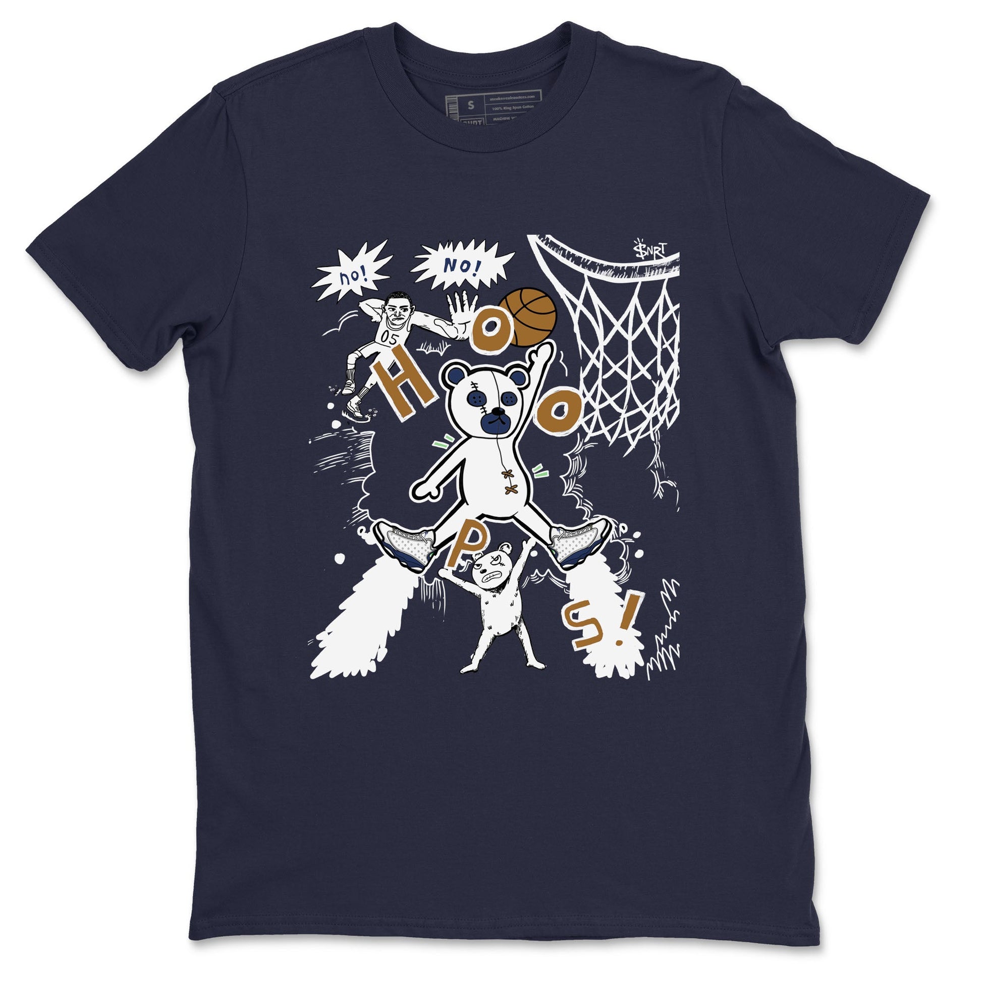 13s Midnight Navy shirts to match jordans Stop The Bear sneaker match tees Air Jordan 13 Midnight Navy SNRT Sneaker Release Tees unisex cotton Navy 2 crew neck shirts