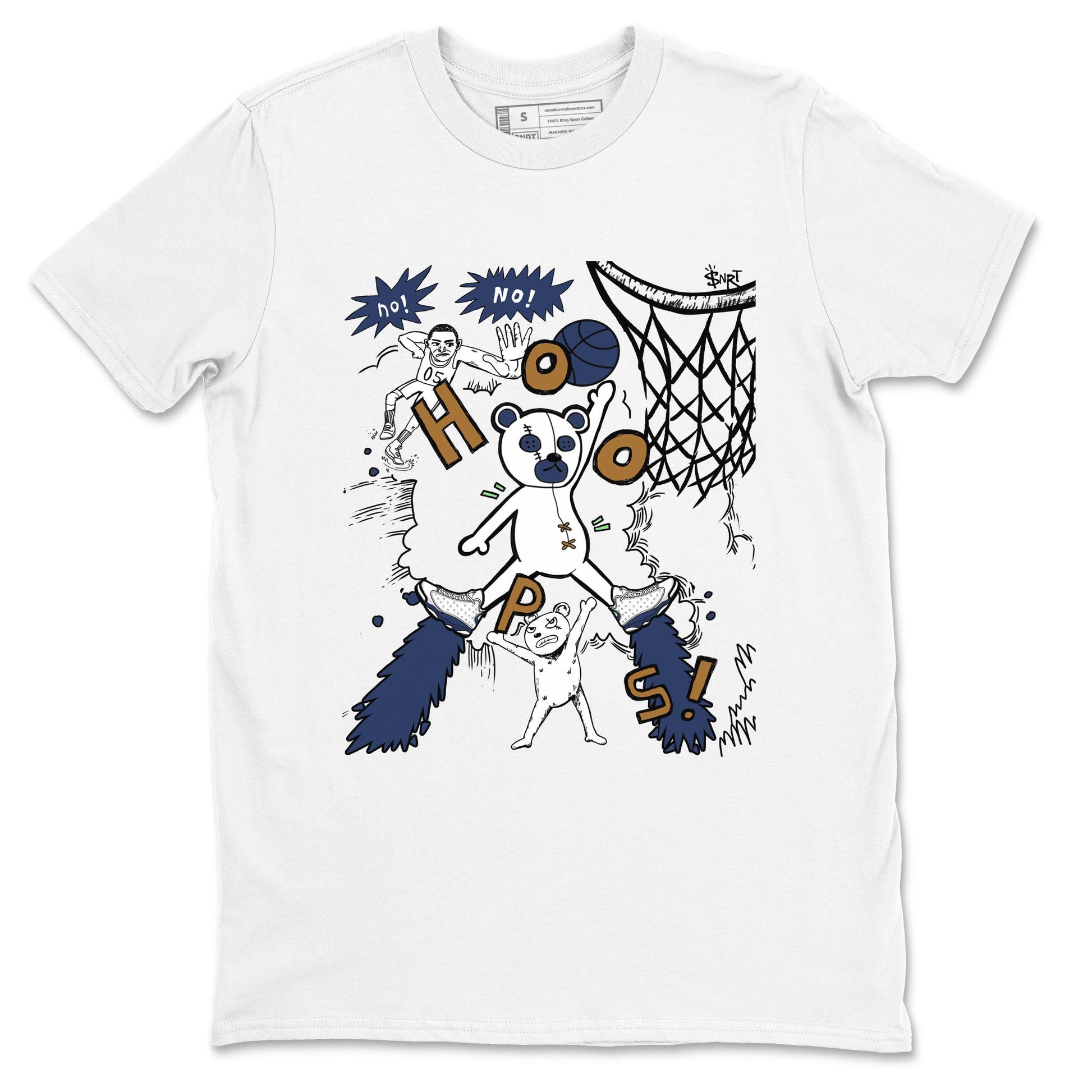 13s Midnight Navy shirts to match jordans Stop The Bear sneaker match tees Air Jordan 13 Midnight Navy SNRT Sneaker Release Tees unisex cotton White 2 crew neck shirts