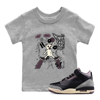 AJ3 A Ma Maniere x Black shirts to match jordans Stop The Bear sneaker match tees A Ma Maniere x Air Jordan 3 “Black” SNRT Sneaker Tees streetwear brand Baby and Youth Heather Grey 1 cotton tee