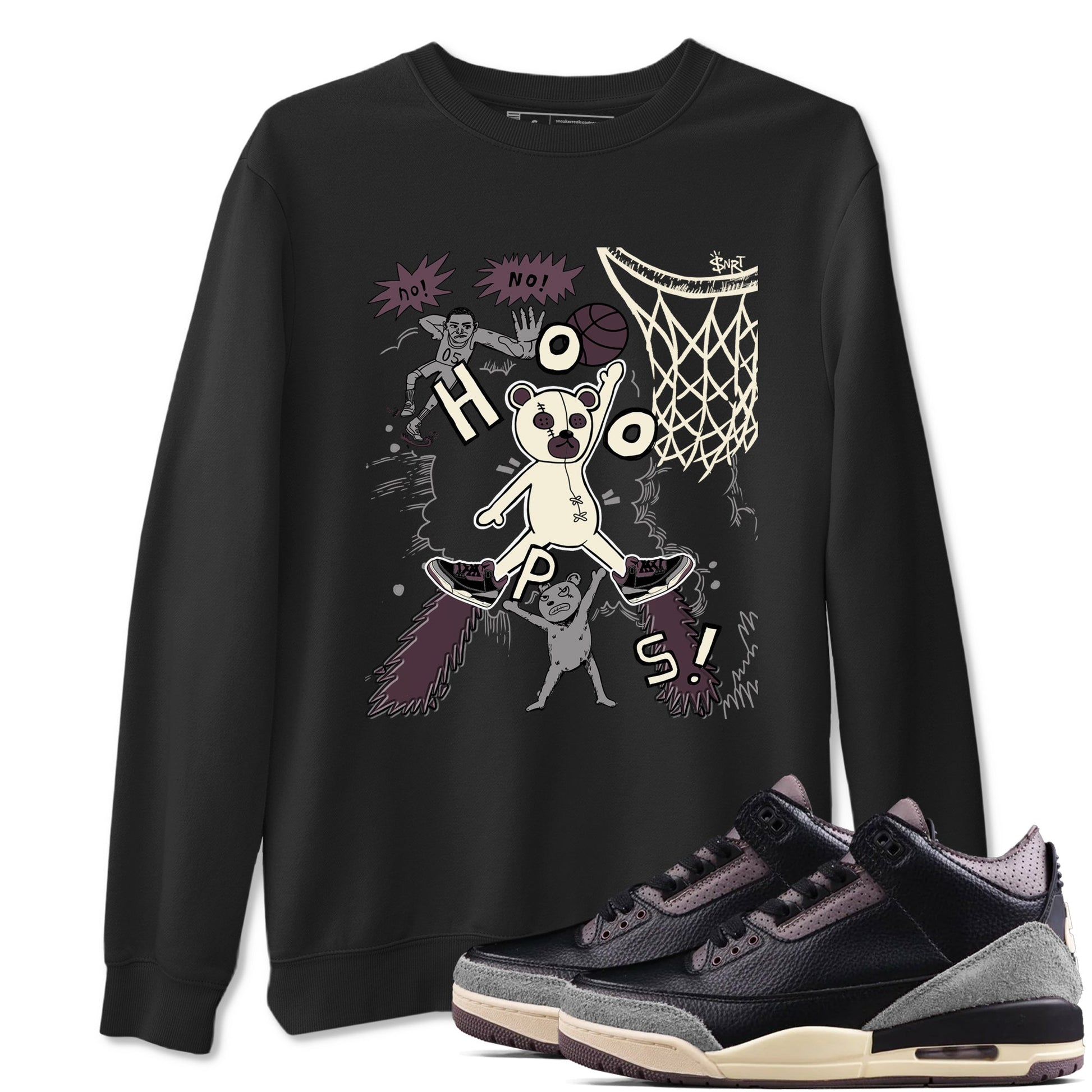 AJ3 A Ma Maniere x Black shirts to match jordans Stop The Bear sneaker match tees A Ma Maniere x Air Jordan 3 “Black” SNRT Sneaker Tees streetwear brand Black 1 unisex cotton tee