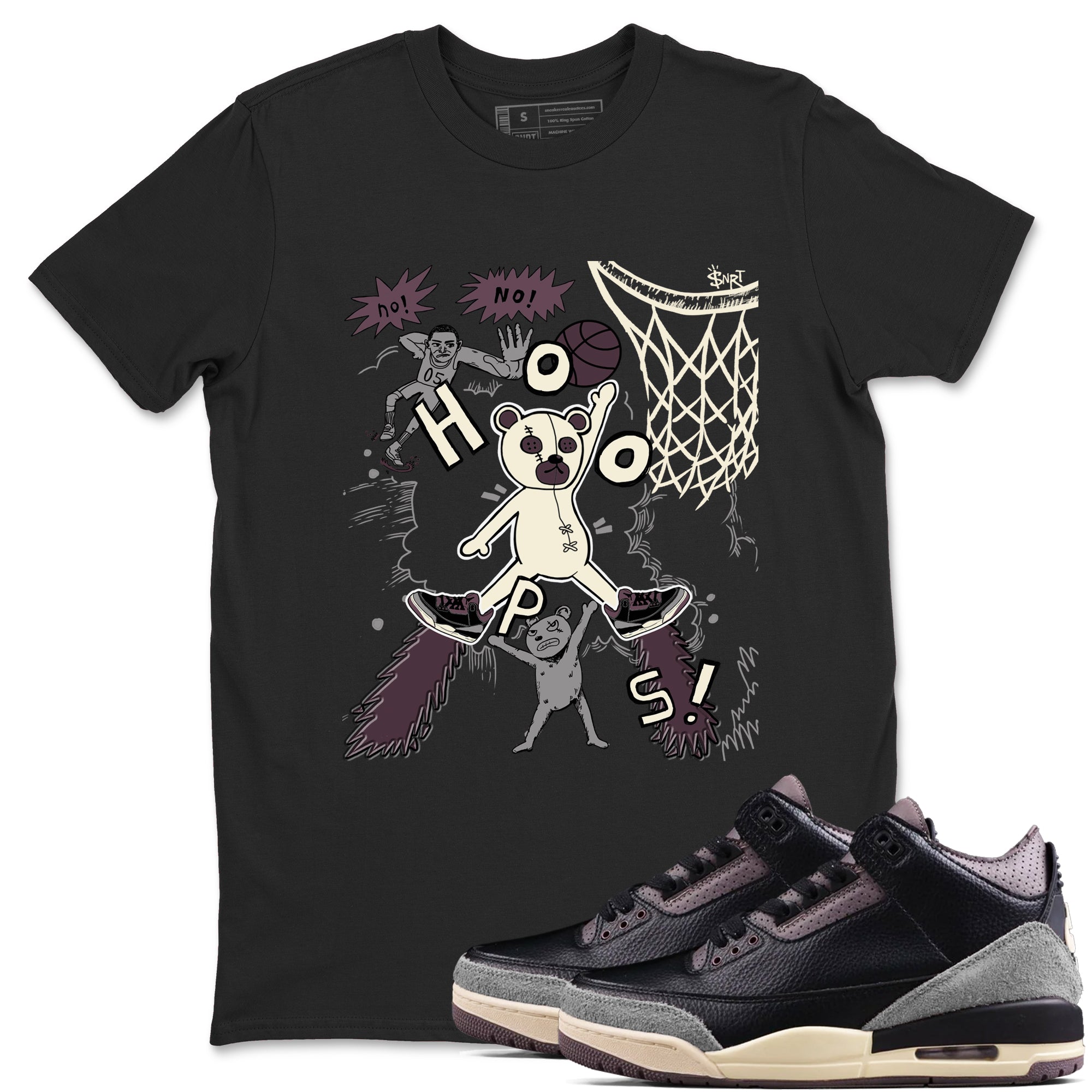 AJ3 A Ma Maniere x Black shirts to match jordans Stop The Bear sneaker match tees A Ma Maniere x Air Jordan 3 “Black” SNRT Sneaker Tees streetwear brand Black 1 unisex cotton tee