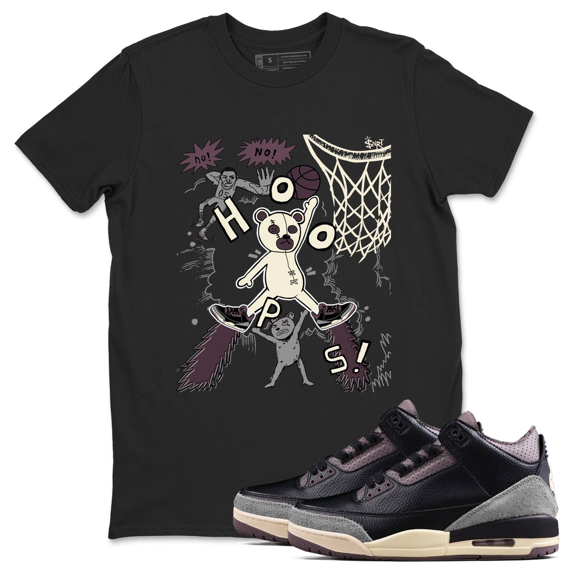 AJ3 A Ma Maniere x Black shirts to match jordans Stop The Bear sneaker match tees A Ma Maniere x Air Jordan 3 “Black” SNRT Sneaker Tees streetwear brand Black 1 unisex cotton tee