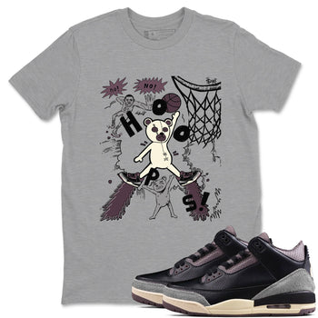 AJ3 A Ma Maniere x Black shirts to match jordans Stop The Bear sneaker match tees A Ma Maniere x Air Jordan 3 “Black” SNRT Sneaker Tees streetwear brand Heather Grey 1 unisex cotton tee
