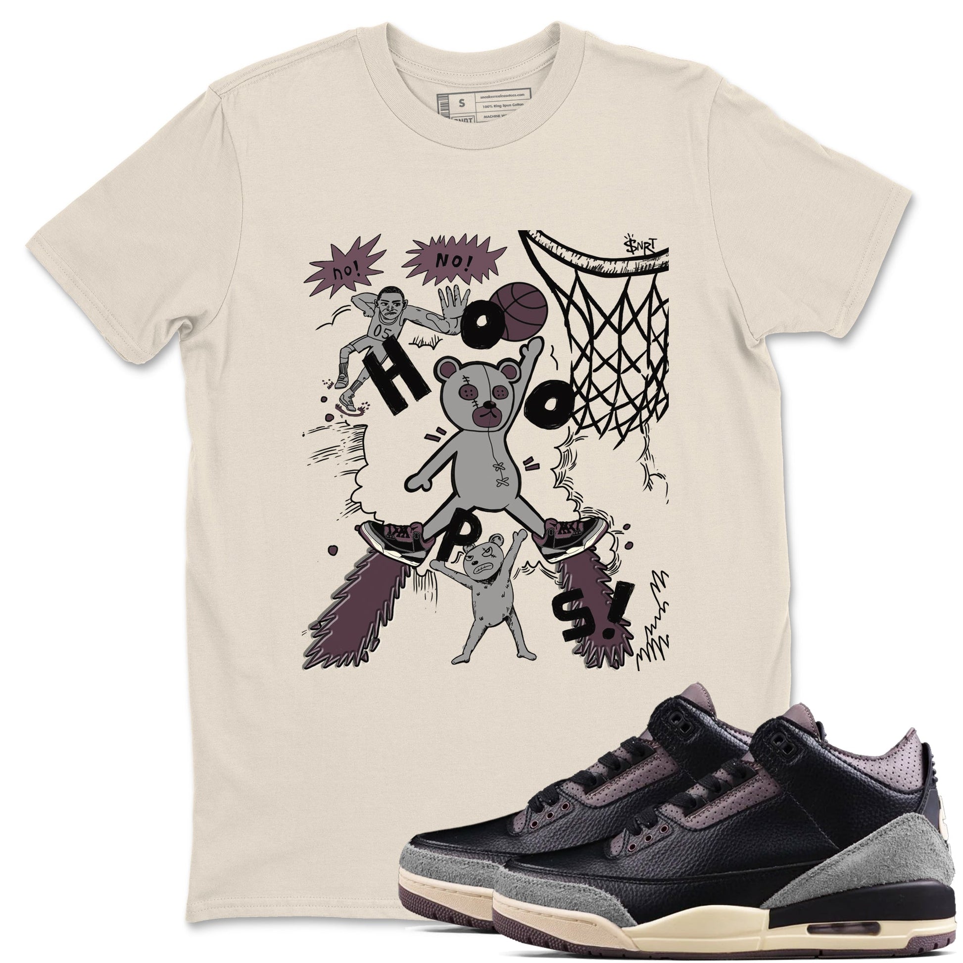 AJ3 A Ma Maniere x Black shirts to match jordans Stop The Bear sneaker match tees A Ma Maniere x Air Jordan 3 “Black” SNRT Sneaker Tees streetwear brand Natural 1 unisex cotton tee